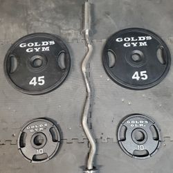 Olympic Curl Weight Set With 12lb Curl bar 2x45lbs 2x10lbs That's 122lbs all together With Bar
