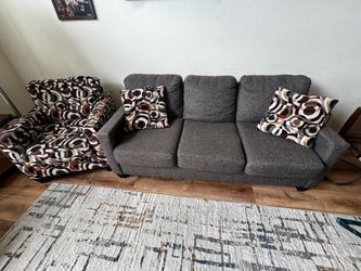 Gray Fabric Sofa and Accent Chair Set