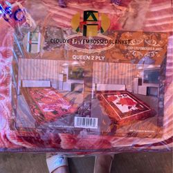 Queen size 2 ply rose blanket 