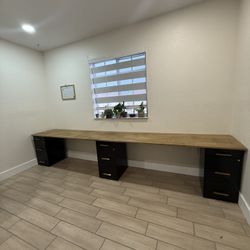 3 Filing Cabinets And A Wood Panel For Sale 