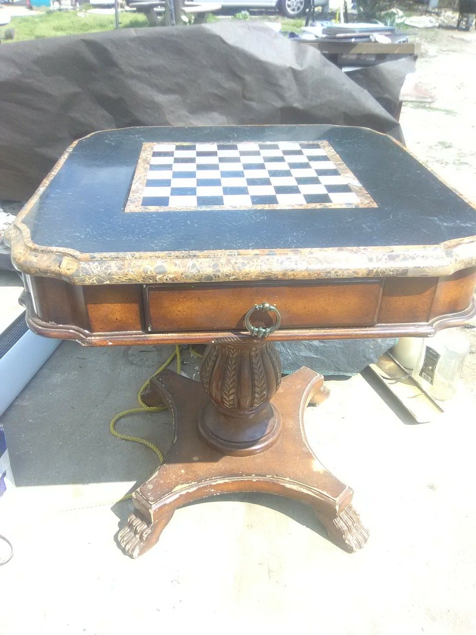 FINAL DROPPED PRICE PERIGOLD HERITAGE ANTIQUE PEDESTAL GAME TABLE *NEEDS RESTORATION*!!!