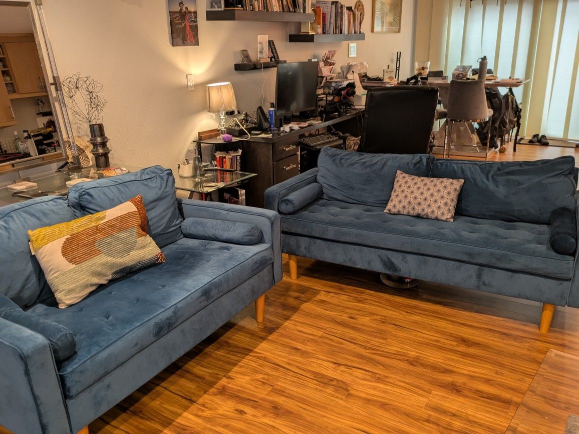 2 Piece Velvet Couch Set
