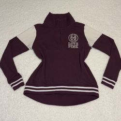 Victoria’s Secret PINK Women Burgundy Varsity Quarter Zip Pullover