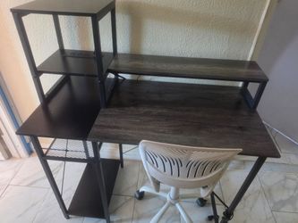 Desk with USB connector and desk chair