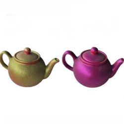 Two Sparkling Teapot - Beautiful Decor - Gold/Green & Fucia/Silver 