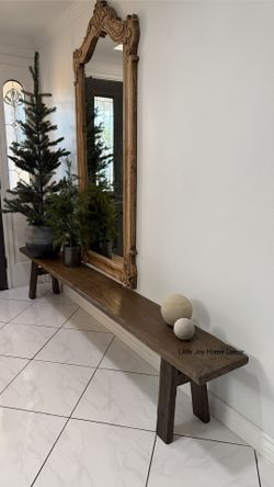 Moody Organic Christmas Decor Foyer Entry Way Bench 