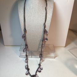 Vintage Loft Lavender/Silver Tear Drop Two Strand Necklace