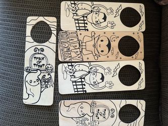 Halloween paintable wood masks and door hangers