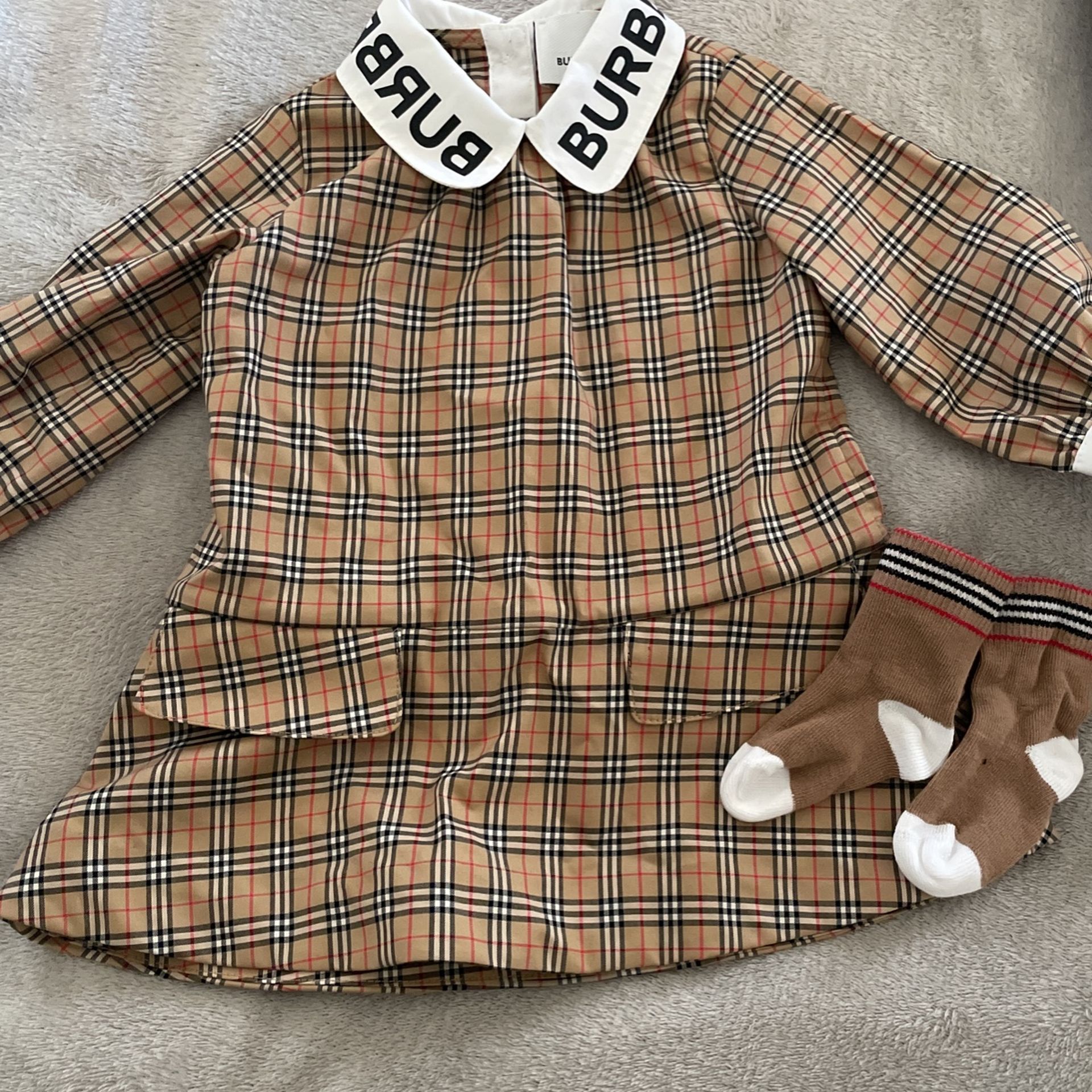 Burberry Dress With Matching Socks . 6mos for Sale in Stone Mountain, GA -  OfferUp