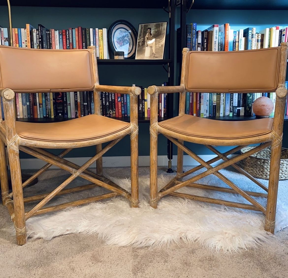 Pair Of Vintage McGuire Rattan Chairs 