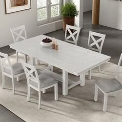 7-Piece Dining Room Set in Rustic White Oak