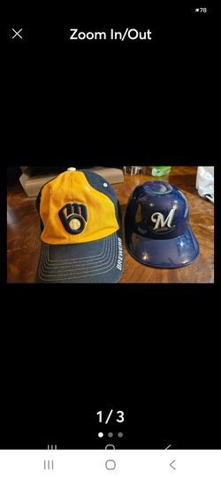 MLB MILWAUKEE BREWERS. ADJ CAP & MINI HELMET, FIRM.