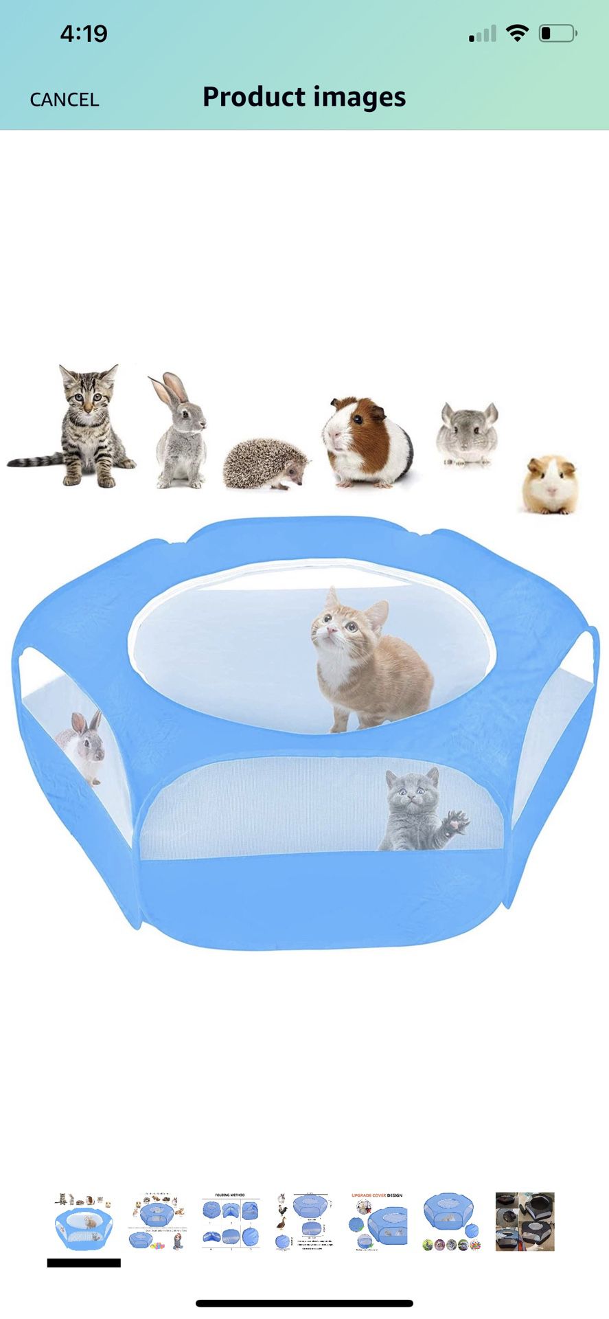 Small Animals Playpen Foldable Pet Cage with Zippered Cover,Lightweight Portable Outdoor Yard Fence for Kitten,Puppy,Guinea Pig,Rabbits,Hamster