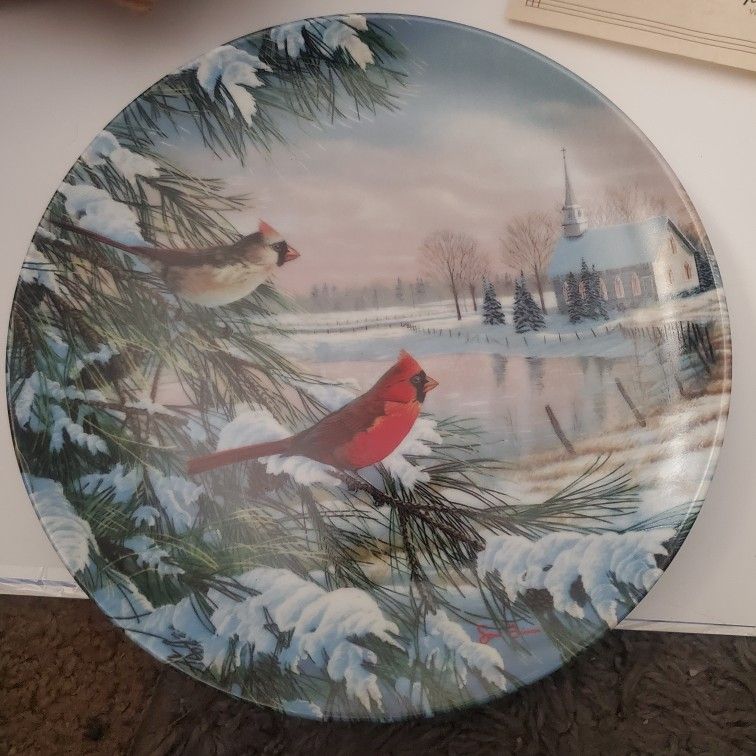 Birds Of The Season - Cardinals in Winter Collector Plate, ◇ Still Available If Still Posted ◇
