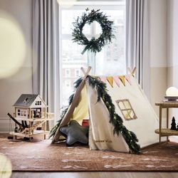 Beige Collapsible Kids Canvas Play Tent- Crate&Kids