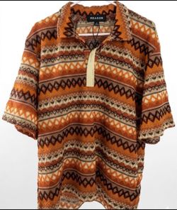 Jacquard Polo Short Sleeve Button Down Shirt - Brown