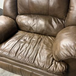 Leather Recliner Chair Brown