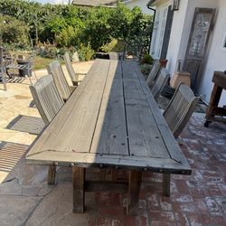 Custom Built Wood Table With Six Arm Chairs