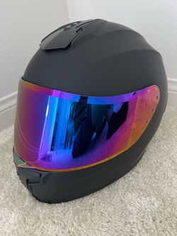 New black helmet with colorful visor size large dot
