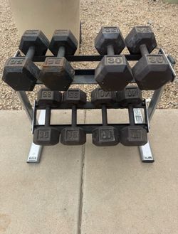 Dumbells and rack