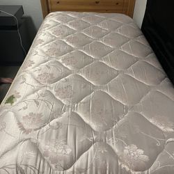 twin Wooden Bed With Mattress 