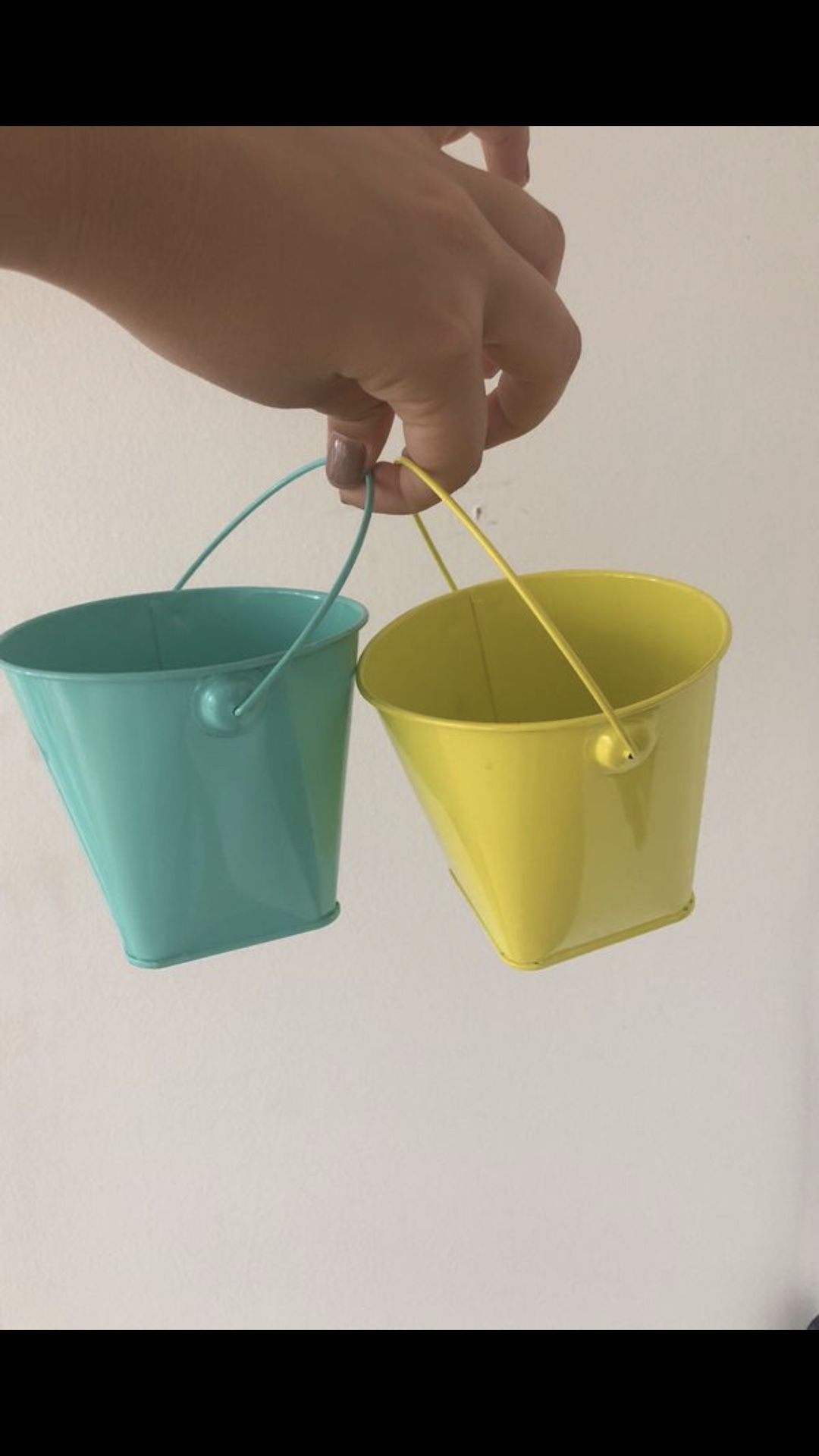 2 small metal buckets