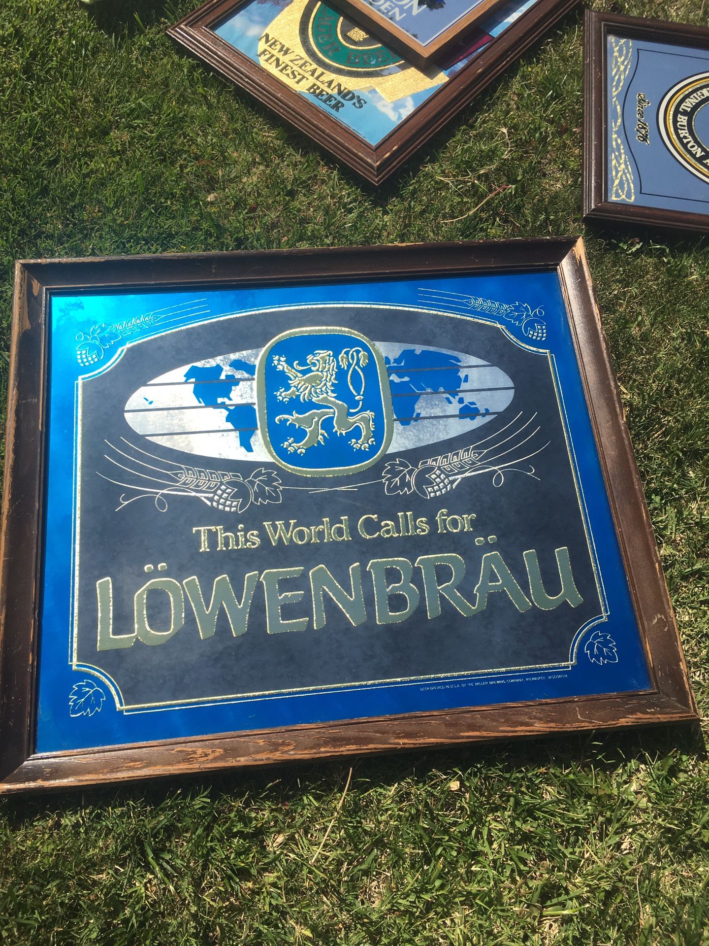 Lowenbrau beer vintage bar sign mirror rare collectible man cave