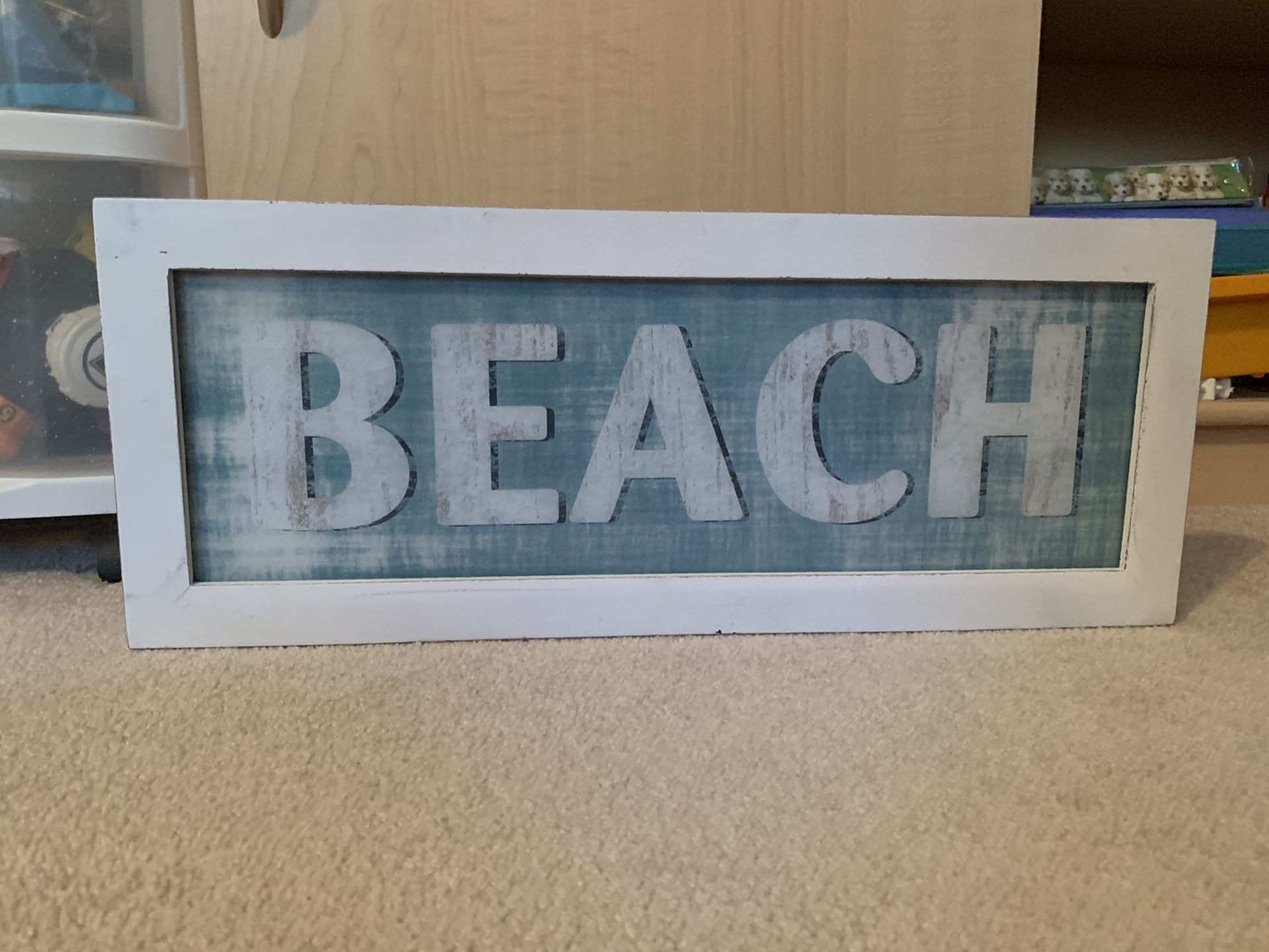 “BEACH” light-up sign