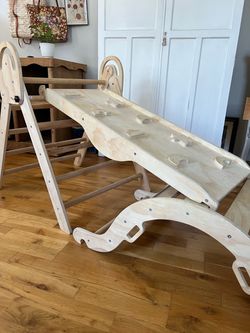 Wooden Pikler Triangle Climbing Set with Ramp