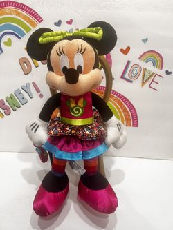 DISNEY PARKS MINNIE  RAINBOW LOLLIPOP CANDY THEMED PLUSH DOLL - 13 INCH  - NEW CONDITION