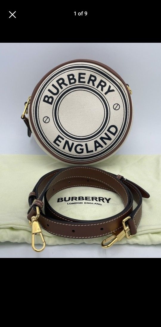 Burberry Logo Graphic Canvas and Leather Crossbody Louise Bag Purse