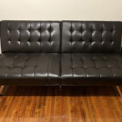 Black Faux Leather Sofa 