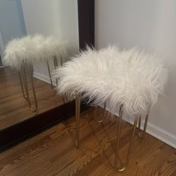 Fur Hairpin Legs Stool