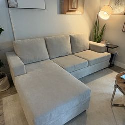 Cream Sectional Sofa Couch With Reversible Chaise 