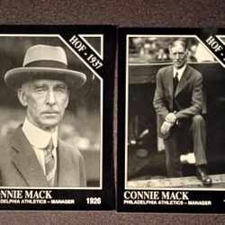 1991 Sporting News Connie Mack Philadelphia Athletics Manager #45 And #46 Hall Of Fame HOF Baseball Card Cards Lot Vintage Collectible Sports Conlon 