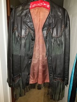 Black Leather dress fringe jacket