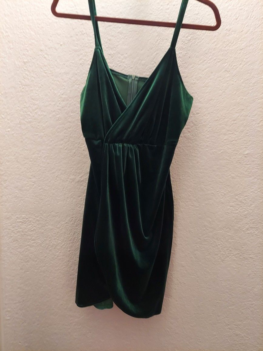 Green Velvet Wrap Dress Size Medium 