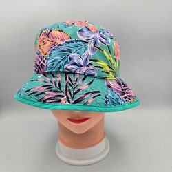 Women's Reversible BucketHat Green TropicalFloral OSFM