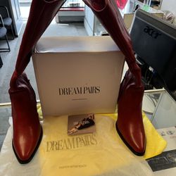 Dream Pairs Red Long Women’s Leather Boots Size 8