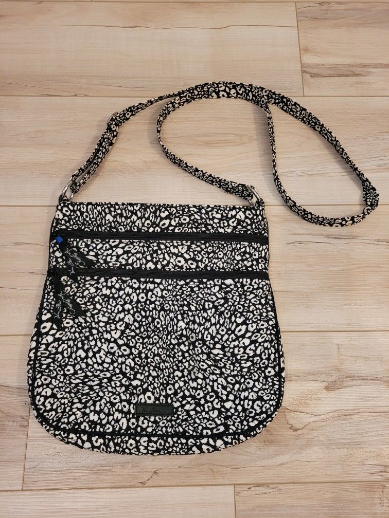 Vera Bradley Black White Cheetah Print Crossbody Bag