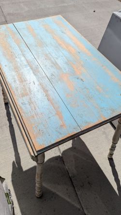 Antique blue painted drop-leaf farmhouse table