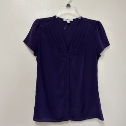 Women’s BANANA REPUBLIC 100% Silk, Purple, Short Sleeve, Top Blouse… Size 2