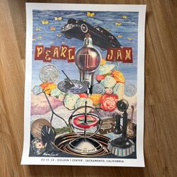 Pearl Jam Poster 5/13/2024 Sacramento CA Golden 1 Center Wayne Smith