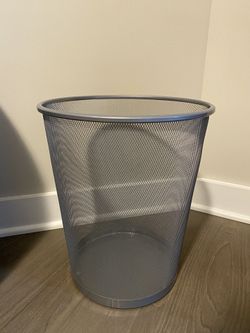 Office waste basket/trash can silver metal