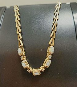 14K White Stones Gold Bracelet 7.25" long
