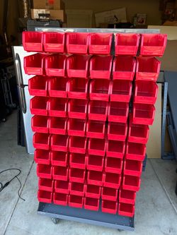 Uline Double-Sided Mobile Bin Organizer Cart – Rolling Shop Storage