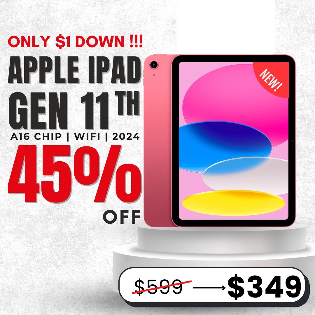 π± 2024 iPad 11" (A16, Wi-Fi) β Just $349 or $1 Down! Save 45% + 1-Year Warranty π₯
