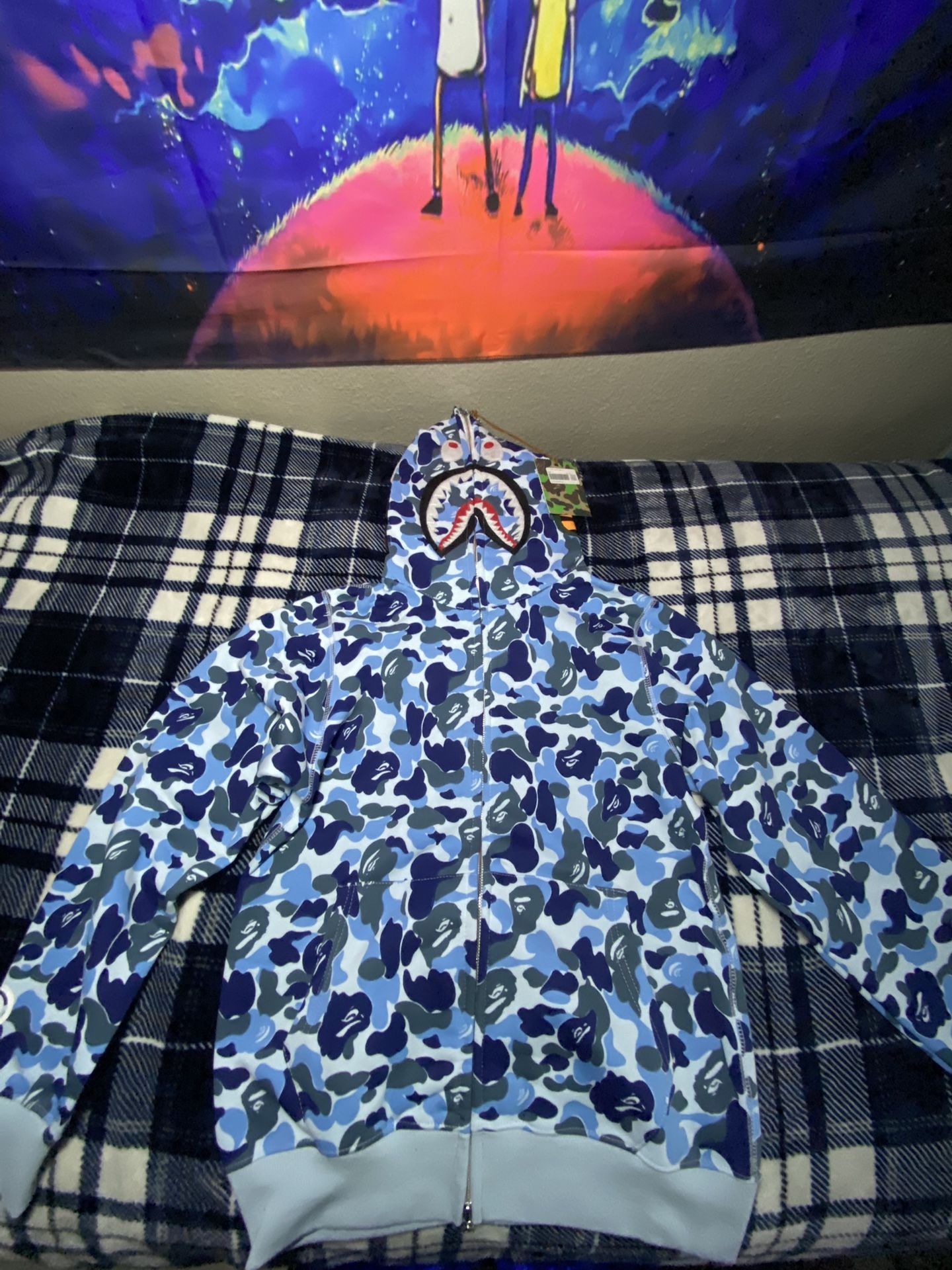 BRAND NEW Blue BAPE ABC Camo Shark Hoodie (NEGOTIABLE)