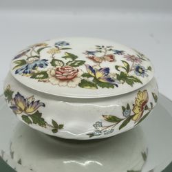 Aynsley Fine Bone China Cottage Garden Round Lidded Trinket Box Made In England   This Aynsley Fine Bone China Cottage Garden Round Lidded Trinket Box