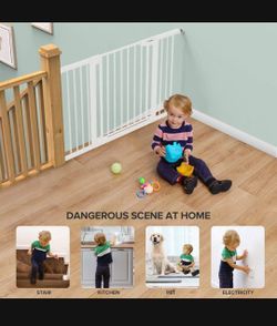 Mom's Choice Awards Winner-Cumbor 29.5"-51.6" Baby Gate Extra Wide, Easy Walk Thru Dog Gate for The House, Auto Close Safety Pet Gates for Stairs, Doo Thumbnail
